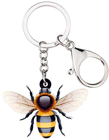 WEVENI Porte-clés abeille en acrylique avec breloques insectes, bijoux inspirants pour femmes, filles, jardiniers, collègues, sacs à main, accessoires, Multicolore, 33mm x 51mm