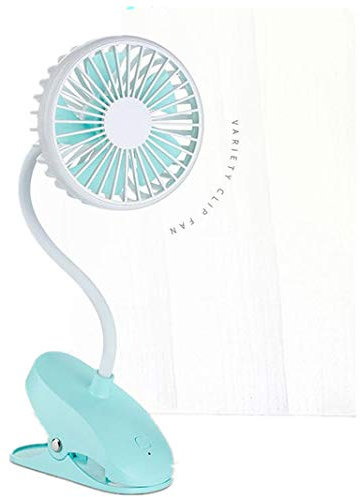 Ecloud Shop Mini Ventilateur Avec clip, peut être Placé Dans N'importe Quelle Position, Plié à Tous les Angles, Costume pour Poussette Fauteuil Roulant, Petit Ventilateur de Bureau - Bleu