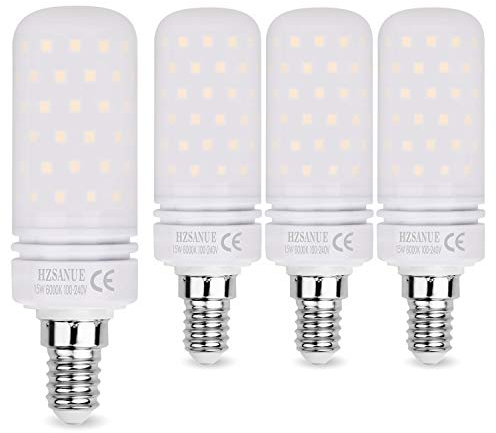 HZSANUE LED Lampen 15W, 120W Glühlampenäquivalent, 1700lm, 6000K Kaltweiß, E14 Kleine Edison Schraube, 4 Stück