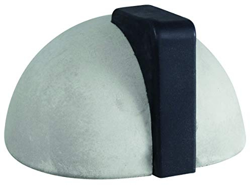 WAGNER Bodentürstopper BETON HEMISPHERE MEDIUM - Durchmesser Ø 90 x 95 x 50 mm, aus Beton, grau, Anschlag aus thermoplastischem Kautschuk, schwarz, schwere Qualität, zum Hinstellen - 15518901