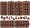 Whaline 6pcs Christmas Silicone Chocolate Mould, Xmas Candy Mold Trays, Baking Jelly Sweet Mould Santa Clause Snowman Christmas Tree Present Gingerbread Stockings Bear Star Candy Cane
