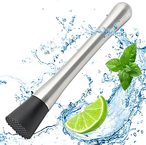 Cocktail Muddler, Edelstahl Cocktail Stößel, Muddler Stössel für Limetten Eiszerkleinerer, Mojito, Cocktails, Limonaden und Getränke Bar Multifunktional Bar Bartending Werkzeuge 20cm