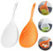 2 cucharas coladoras ranuradas para pasta, cuchara de plástico con asa, pala de drenaje de alimentos para cocina, color blanco y naranja, 13.8 x 5.4 pulgadas