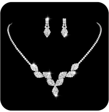 Unicra Schmuck-Set für Braut, Hochzeit, Halskette, Ohrringe, Strass, Schmuck-Set, Zubehör für Frauen und Brautjungfer
