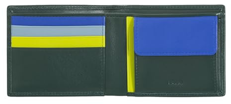 DUDU Herrenportemonnaies, flach, aus Leder, mit RFID-Schutzsystem Kreditkartenfächer mit Münzfach, farbiges Portemonnaie Mangrove