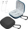 [Confezione da 2] easyBee Cover Custodia in Silicone + 2 Moschettone Portachiavi + 2 Cinturino Anti-perdita, Compatibile con Oppo Enco W51 Cuffie Bluetooth - Nero e Blu