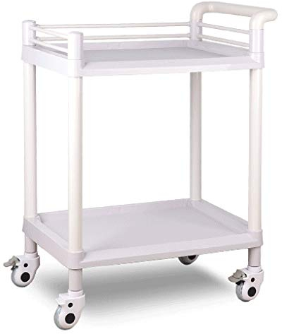 dRAGonFy Trolley, Servicewagen, 2 Ablagen, Mehrzweckwagen, Laborgerätewagen, Schönheitssalon, Werkzeugwagen, Weiß/65 X 45 X 90 cm