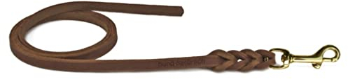 Fettlederleine 1m / 1,35m / 2,20m / 3m Chrom oder Messing ohne Handschlaufe (1m x 10mm braun Messing Haken)