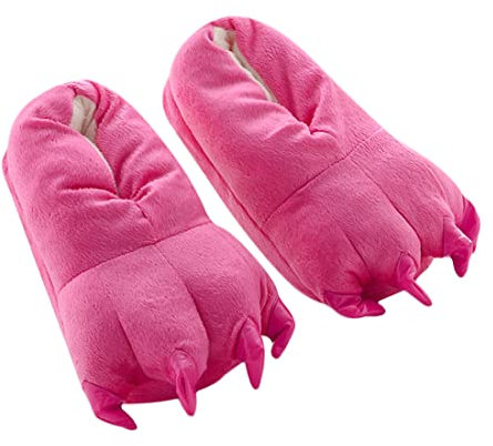 Barrageon Unisex Pantofole Zampa Carino Mostro Artiglio Addensare Peluche Animali Caldo Slippers Autunno Inverno Ragazzo Ragazza Indoor Rosa EU 39-45