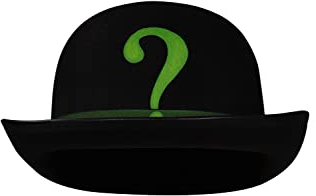 IOONCHI Riddler Hut Erwachsene Edward Nygma Kostüm Zubehör Schwarz Bowler Fragezeichen Hut