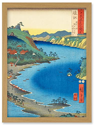 Artery8 Lake Hamana, Kanzan Temple in Horie and the Inasa-Horie Inlet Totomi Province Utagawa Hiroshige Japanese Woodblock Artwork Framed Wall Art Print A4