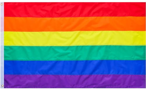 LGBTQ Gay Pride Regenbogen-Flaggen, 7.6x12.7 cm, genähte Streifen mit lebendigen Farben – strapazierfähiges Nylon – Leinen-Kopf und 4 genähte, LGBT-Community-Stützflaggen, Banner für Fenster und Wand