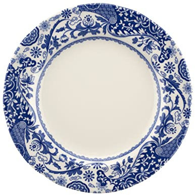 Spode Brocato Set of 4 20cm Plates, Blue & White