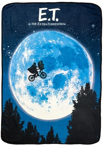 Silver Buffalo ET The Extra-Terrestrisch Moon Bike Filmposter 114,3 x 152,4 cm Fleece-Überwurf, weiche und gemütliche Decke, 180 g/m²
