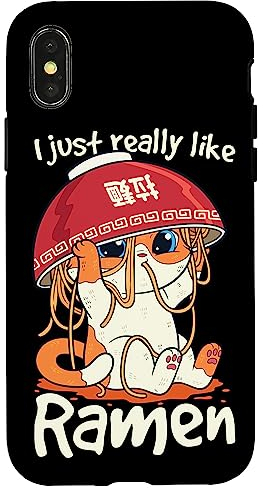 Hülle für iPhone X/XS Kawaii Niedliche Anime Katze Mädchen Otaku Japanische Ramen