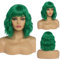 BESTUNG Kurze grün Perücke für Frauen, natürliches synthetisches Haar Ombre Bob Perücken mit ordentlichem Pony dunkler Wurzel für Alltag/Party/Cosplay (10 Zoll, grün)