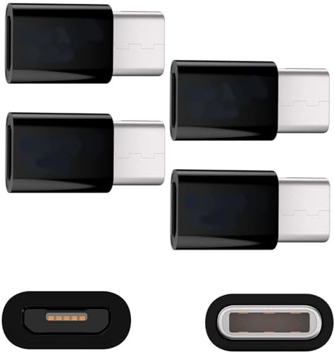 DIGITALRISE 4 adattatori da presa micro USB a USB Type-C maschio, converte USB 2.0 tipo B a USB 3.1 tipo C, colore nero