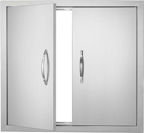 VEVOR Porta di accesso da cucina, 660 x 609 mm, Doppia porta da cucina esterna, Porta in acciaio inossidabile per isola cucina, stazione cucina, mobiletto da esterno