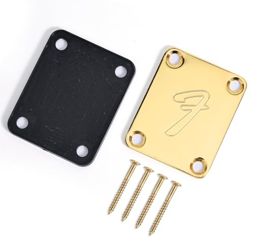 Hapihom Electric Guitar Neck Plates Vintage-Style Guitar Protector with Screws Fits Most Guitars Basses gold