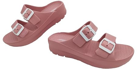 Amix Modelo Copacabana - Chanclas de mujer de verano de goma, sandalias de doble banda con cuña para playa, piscina, Rosa, 40 EU