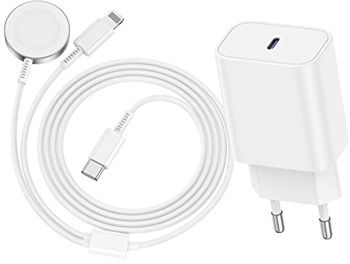 2 in 1 Apple Watch Ladekabel Oriagnal USB C 2M, 20W iPhone Schnellladegerät Typ C Ladegerät Adapter für iWatch Serie SE/9/8/7/6/5/4/3 Ultra & iPhone 14 Pro Max/13 Pro/12/11