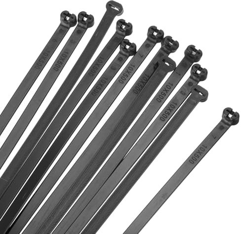 sourcing map Bridas para cables de 400 mm x 10 mm, 50 bridas de metal autoblocantes para gestión de cables en interiores y exteriores, resistencia a la tracción, 120 libras, color negro