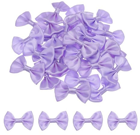 sourcing map 30 papillon viola da 3,8 x 2,5 cm, mini fiocco per la creazione di piccoli fiocchi di raso sfusi