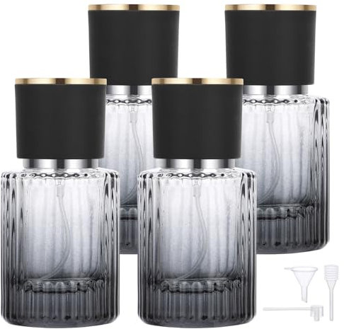Segbeauty Dispensador Perfume Viaje, 4 Piezas 30ml Atomizador Perfume, Portátil y Reutilizable, Pulverizador Colonia de Vidrio, para Bolso de Mano (Negro Gradiente)