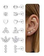 Chriscoco Pendientes Mujer Acero Inoxidable Plata Pequeños Antialergicos Piercing Oreja Cartílago Helix Tragus