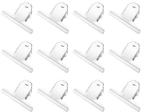 M&G 12Pack Extra Large Binder Clips, 76mm Stainless Steel Small Hinge Paper Clip Metal Hinge Clamps for DIY Crafts, Paintings, Drawings, Photos Home Office Supplies