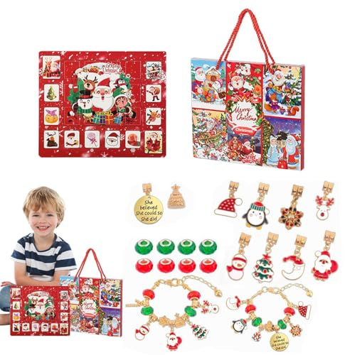 Nbbwwu Adventskalender mit Schmuck | Countdown-Advents-Schmuckkästchen, Adventskalender 2024, Weihnachtsschmuck-Set für Mädchen, Kinder, Frauen, Erwachsene