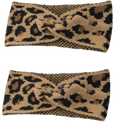 TOVINANNA Breites Leopardenmuster Strick Stirnband Für Damen Weiches Und Dehnbares Haarband Für Winter Atmungsaktiv Und Bequem Ideal Für Tägliche Freizeit Und Party