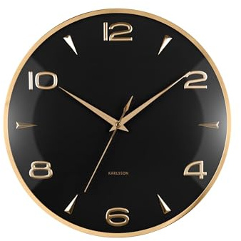 Karlsson Wanduhr Sienna Glow - Schwarz - 40.6x5x40.6cm | Rund - skandinavisch - Eisen - Wanduhr Modern Wohnzimmer - Wanduhren