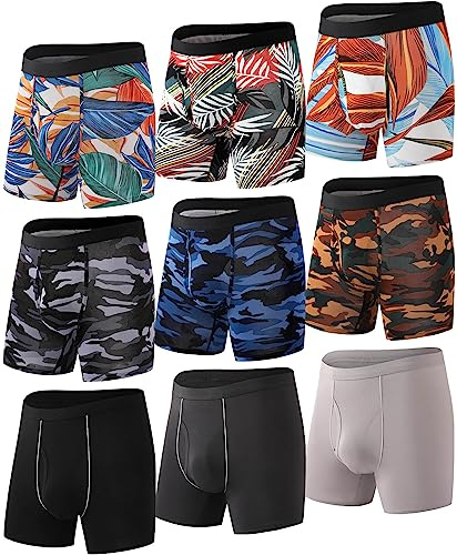 HAVVIS Mens Boxers Super Soft Bamboo Boxer Shorts Long Leg Anti Chafing Underwear with Fly Boxer Briefs Multipack
