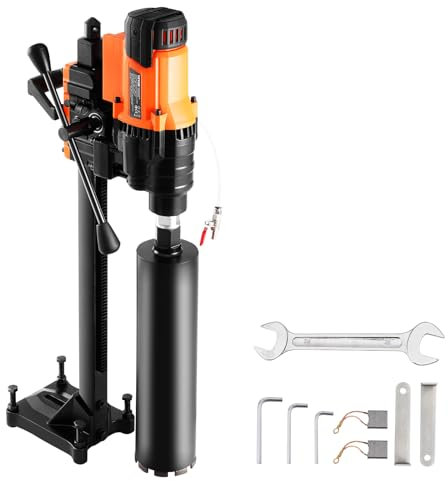 VEVOR Trapano a Carotaggio Diamantato, Diametro di Perforazione da 20 a 250 mm Macchina Carotatrice per Calcestruzzo Robusto 3200 W con Supporto, Punta per Carotaggio, per Calcestruzzo, Mattoni, Marmo