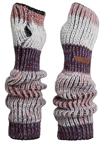 KNIT FACTORY - Remy Gestrickte Armwärmer - Winter Armstulpen - Handgelenkwärmer - Lange Handschuhe - Handstulpen - Damen Handwärmer - Mehrfarbig - Velvet Plum - Einheitsgröße