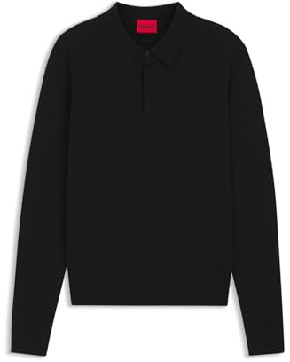 HUGO Slim-fit Strick-Poloshirt Mit Logo Auf Der Rückseite