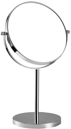 BOSHYUM Drehbarer Schminkspiegel aus Chrom für den Tisch, Kosmetikspiegel mit beidseitiger Vergrößerung, HD-Rasierspiegel auf der Arbeitsplatte, Kosmetikspiegel für den Schönheitssalon