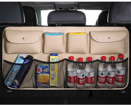 XLKWNNAD Auto Kofferraum Organizer Für Opel Zafira B 2005-2014, Hängend Kofferraumtasche Aufbewahrungstasche Multifunktionale Mit Verstellbaren Gurten Autozubehör,D/Beige