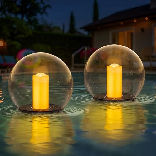 Luces solares flotantes para piscina, con energía solar, velas flotantes, luces de llama parpadeante, para exteriores, impermeables, IP66, para estanque, jardín, fiesta, piscina, decoración, paquete