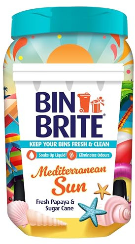 Bin Brite Bin Odour Neutraliser | Keeps Your Bins Fresh & Clean - Soaks Up Liquid, Eliminates Odours (Mediterranean Sun - 500g)