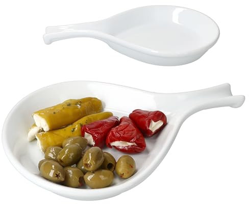 MamboCat Lot de 2 cuillères à antipasti stables I Cuillère de service en porcelaine I 30 cm de long I Idéal pour servir des tapas, des amuse-bouches, des fruits, etc. Pour le petit-déjeuner, le