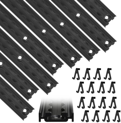 Eikuavons Airlineschienen 8X 1M, Airlineschiene halbrund mit 8 Doppelhaken, Schwarz eloxiert airlineschiene zubehör, für Anhänger, PKW, LKW, Camper, Wohnmobil Airline- Schiene