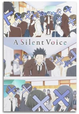 BBVCCL Poster, Motiv: Filmposter A Silent Voice, dekoratives Gemälde, Leinwand, Wandposter und Kunstdruck, modernes Familienschlafzimmer, Dekoration, Poster, 20 x 30 cm, 5 Stück