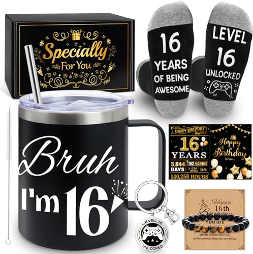 MOTONG 16 Year Old Boy Birthday Gift Ideas, Unique Funny Gift Baskets for 16th Teenage Boys, Sixteen Year Old Present for Boys Son Grandson Nephew Friend Birthday