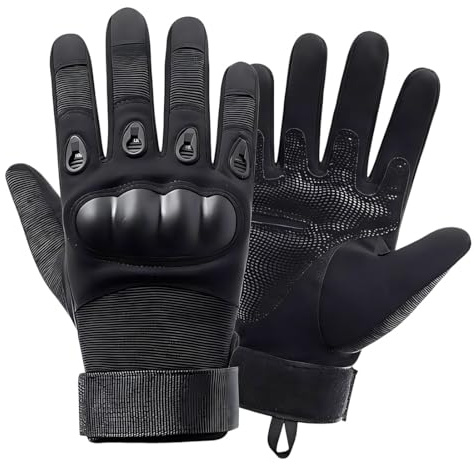 GNALIA Guanti Moto Tattici Con Protezione Uomo Donna, Guanti Sportivi Traspiranti Per Motocicletta Ed Equitazione, Colore Nero, Taglia L, 1 Paio