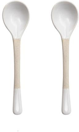 Tee Handgefertigter Keramiklöffel, süßer Kaffeelöffel mit langem Griff, Misch- und Rührlöffel, japanischer Dessertlöffel aus rauer Keramik, 2 Stück Dessert(Weiß)