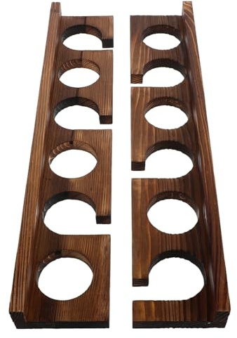 SOPOTUTU Portacanne da Pesca da Parete in Legno, 2 Pezzi, 6 Slot | Organizer Compatto per Garage e Casa, Montaggio a Muro, Accessori di Installazione Inclusi