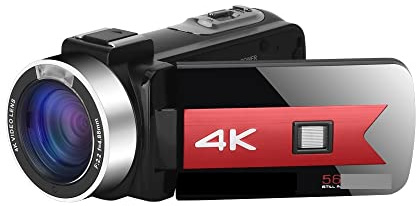 Macchina fotografica digitale, Videocamere digitali for visione notturna for lo streaming live Webcam Fotografia Remote 4K Vlog Camcorder Registratore a infrarossi(64G SD Card,Rot)
