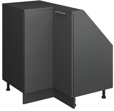Vicco Dachschrägen-Eckschrank Rion, Anthrazit-Gold/Anthrazit | B75.6 x T46 cm, mit 1 Tür, platzsparend für Dachschrägen